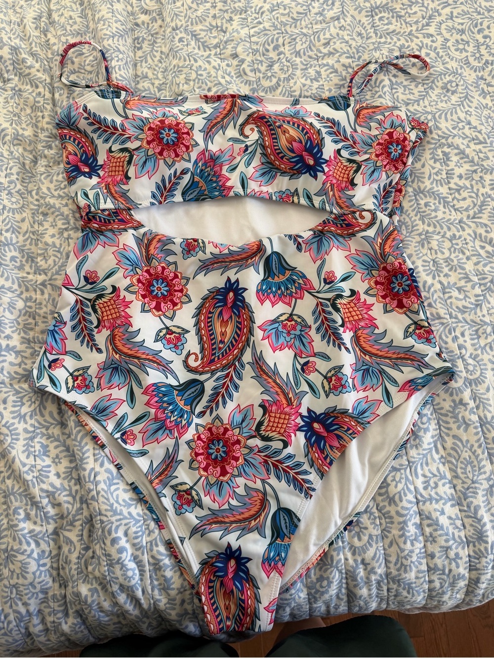 Floral Paisley Cutout One-Piece Swimsuit